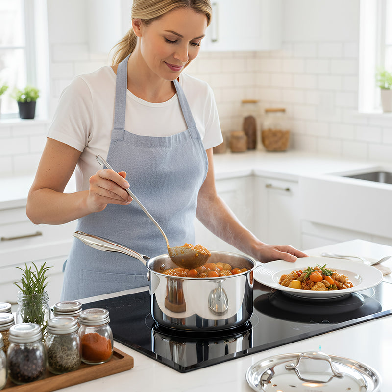 Anygleam Silver 304 Stainless Steel Saucepan – Small Milk & Soup Pot with Lid, Long Handle, Thickened Base, Induction Compatible Dormitory Cookware