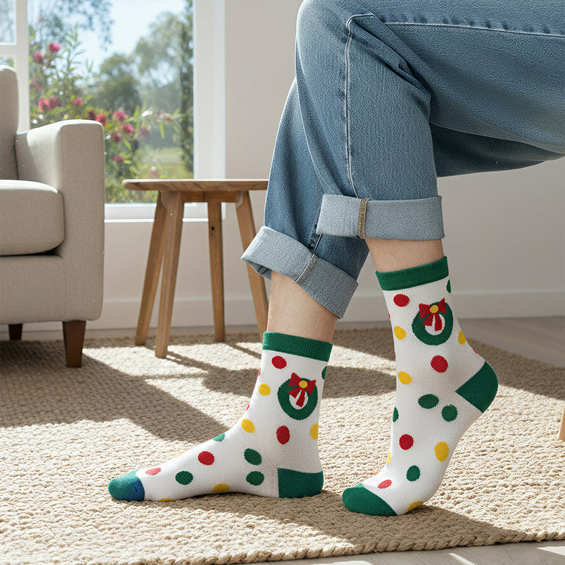 Anyfootwear 3 Pairs Women’s Joyful Holiday Cotton Socks Funny Gift Party