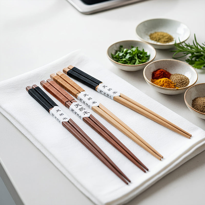 Anygleam Natural 4pairs Wooden Chopsticks Reusable Kitchen Tableware
