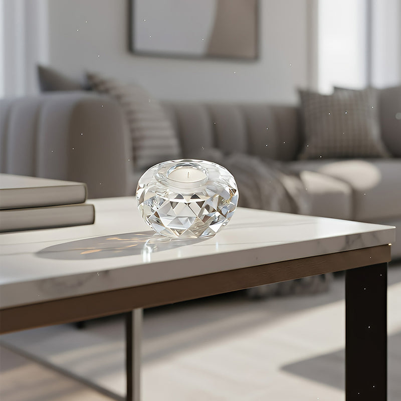 ANYDECO Candle Holder Clear K9 Crystal Glass Tealight Geometric Tabletop Home Decor