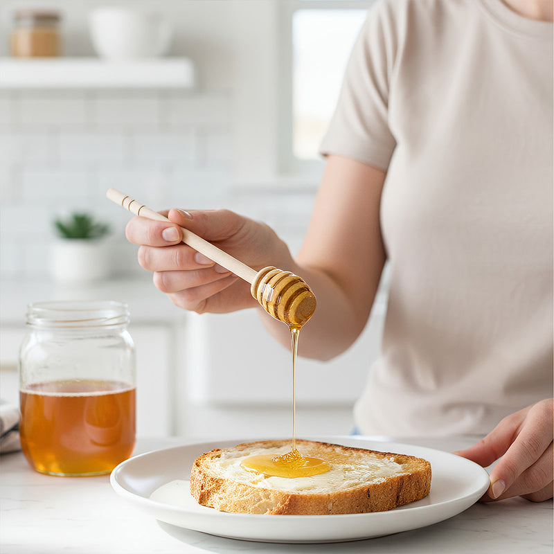 Anygleam Natural Brown 10pcs Wooden Honey Spoon Dipper Sticks Kitchen Tableware