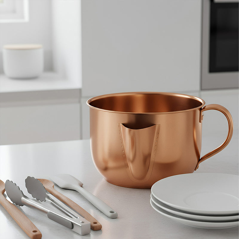 Anygleam Orange Stainless Steel Separator Pot 1000ML – Golden Oil Filter Bowl for Soup, Gravy, Water & Fat Removal Kitchen Tool