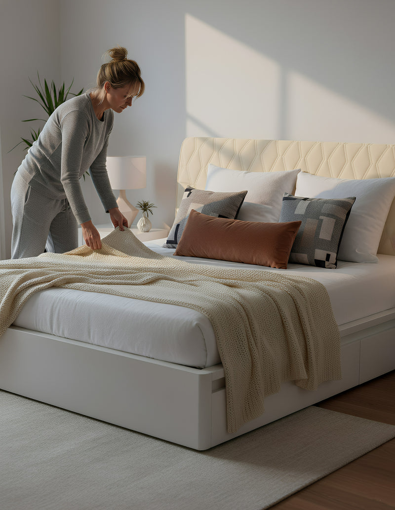 Anycozy Headboard Cover Beige Zigzag Pattern Super Soft Smooth Quilted Velvet Bed Back Dust Protector Cover 170x70cm