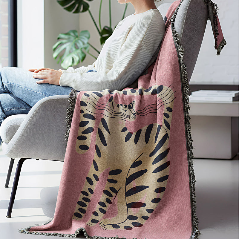 Anycozy Pink Cat Throw Blanket Sofa Bed Cover Home Decor Tapestry