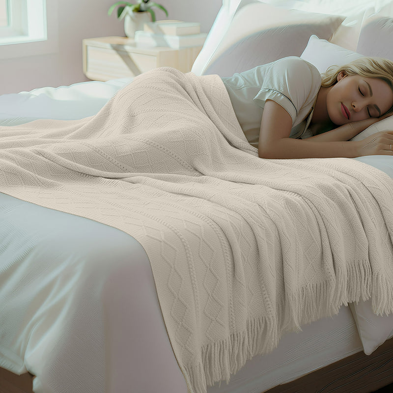 Anycozy White Faux Cashmere Throw Blanket Sofa Cover 150x230cm