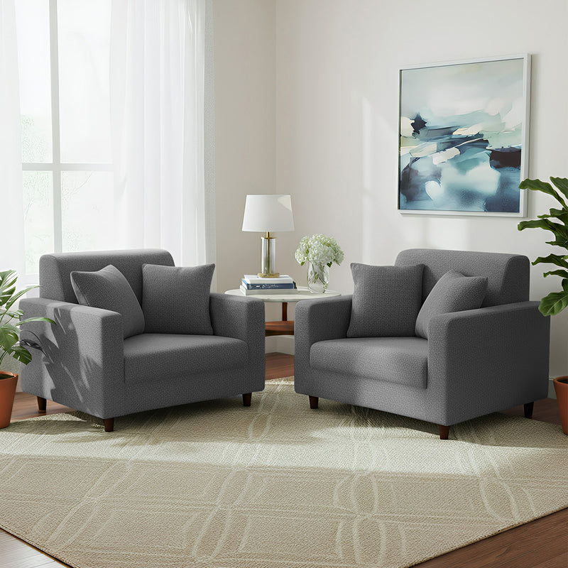 Anyhouz 1 Seater Sofa Cover Plain Grey Style and Protection For Living Room Sofa Chair Elastic Stretchable Slipcover