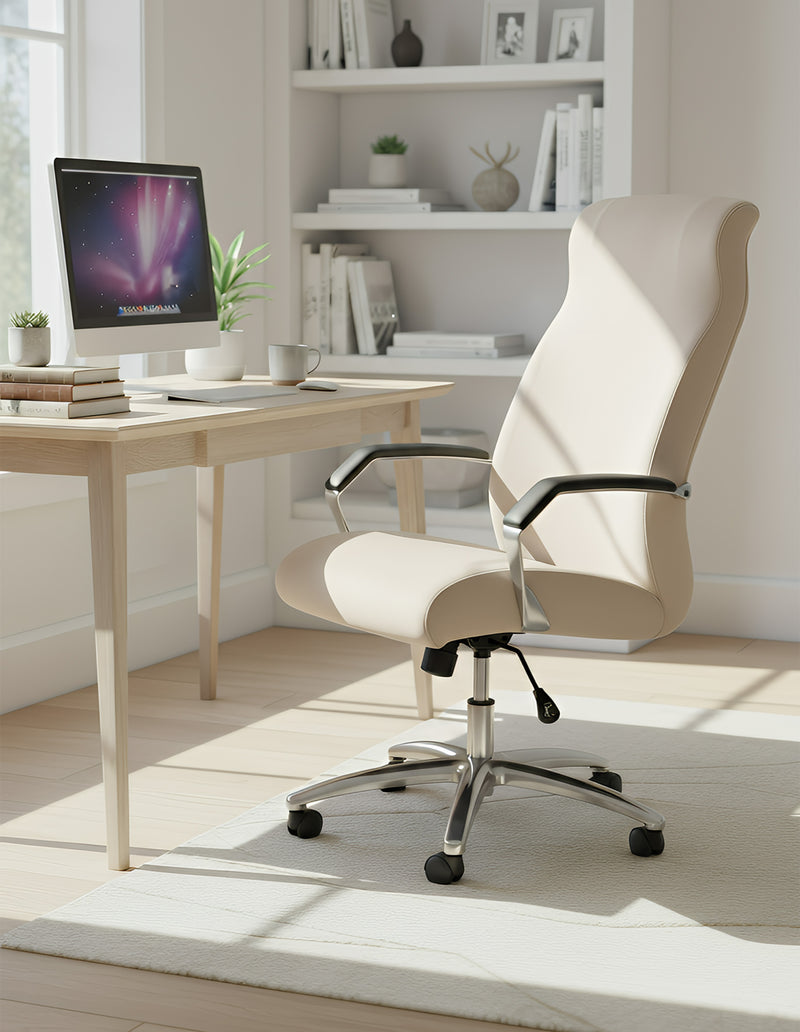 Anyseat Ivory Velvet Office Chair Cover – Zippered Stretchable High‑Back Slipcover Protector