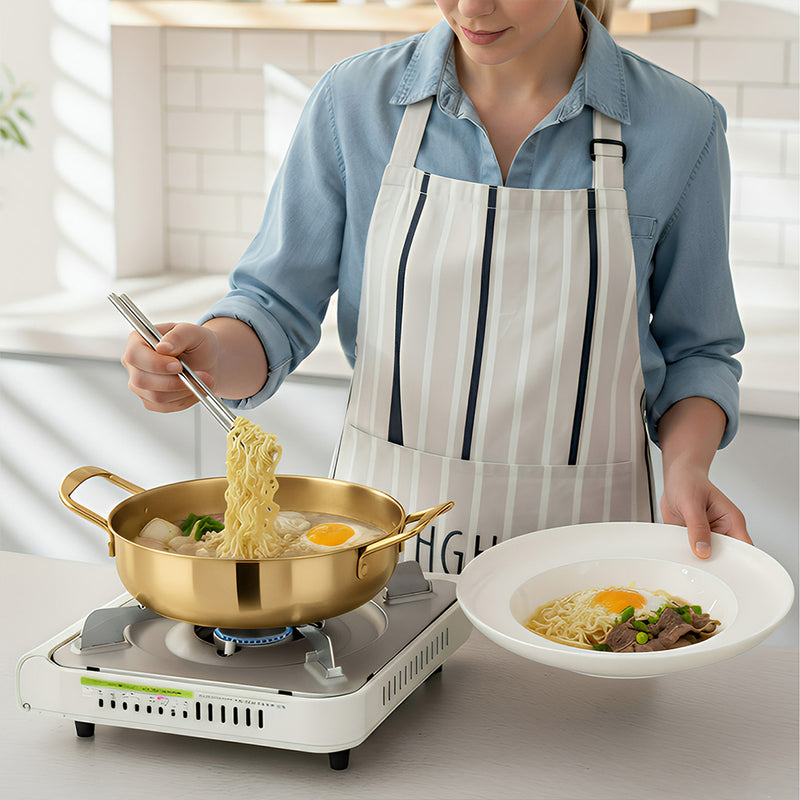 Anygleam Stock Pot Gold-L Stainless Steel HotPot Without Lid Single-Layer Cooking Soup Noodle Sea Food Home Kitchen Restaurant Tools