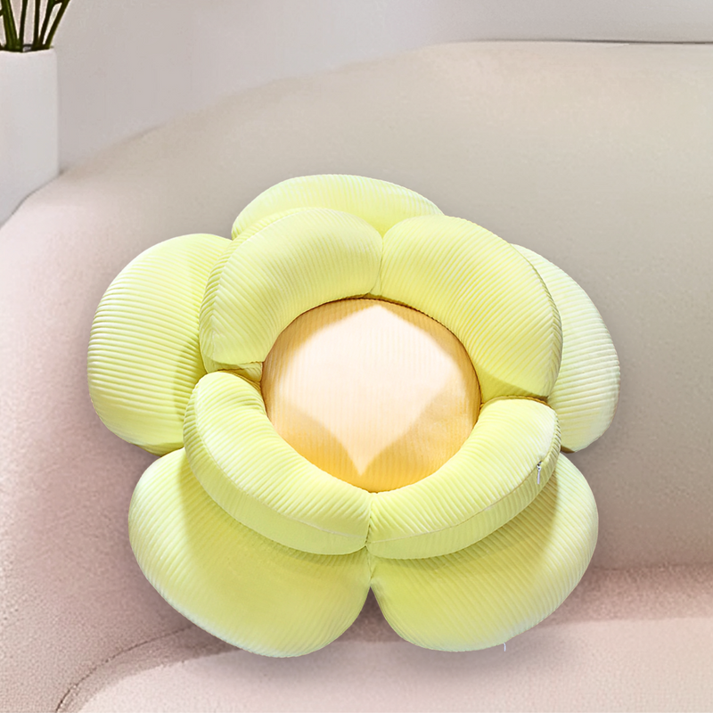 Anyseat Seat Cushion Green Double Flower Shape Soft Bedside Floor Plush Pillow Home Decor