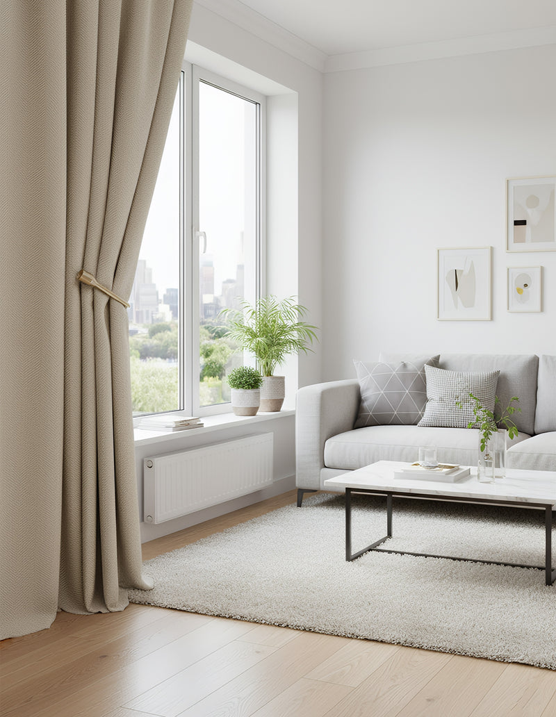 Anydrape Curtain Beige 100cmx250cm Thick Chenille Luxury Blackout Curtains