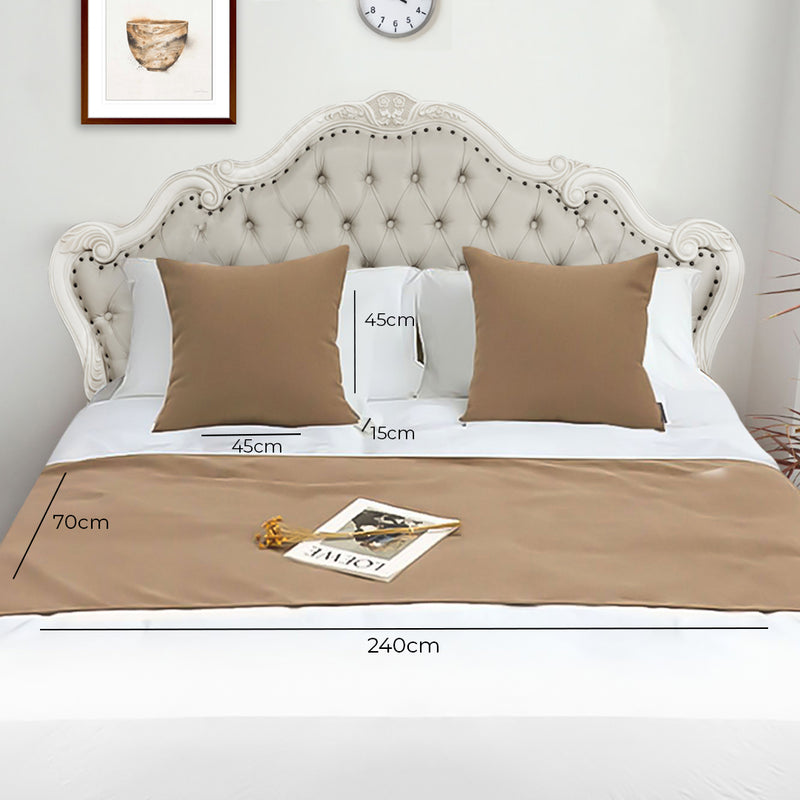 1.8m Bed Light Brown Vintage Scarf Runner Bedding Tail Pad Flag For Home Hotel 3Pcs Set