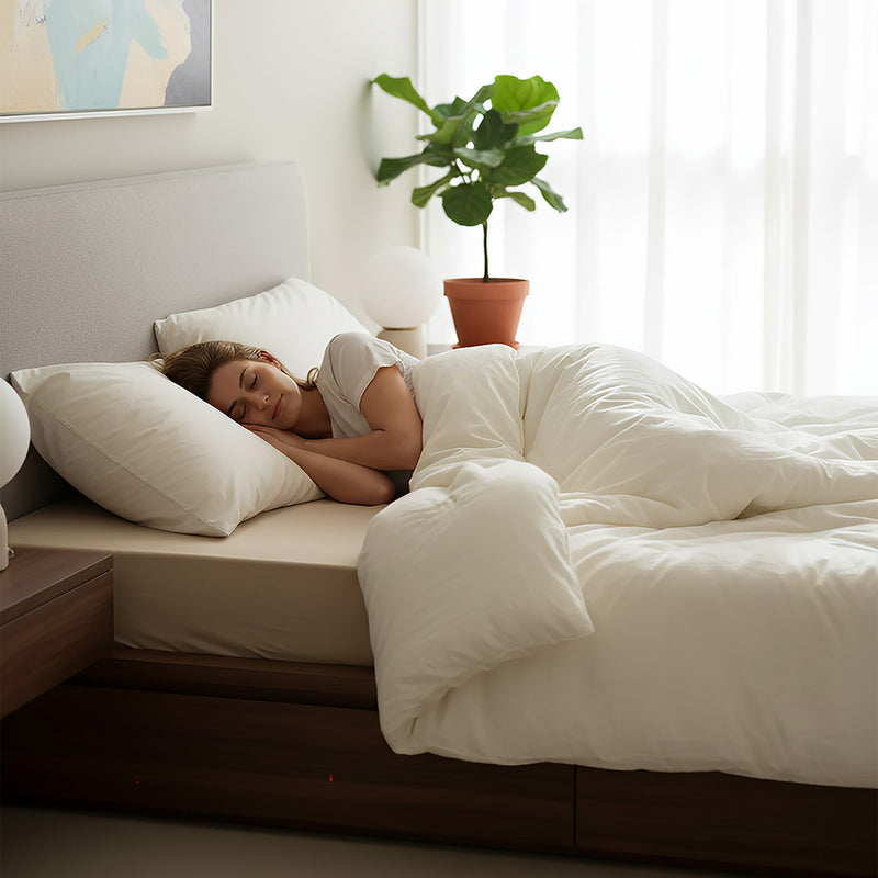 ANYHOUZ Duvet Cover Beige Quilted Ultra Soft Bed Comforter 150X200cm