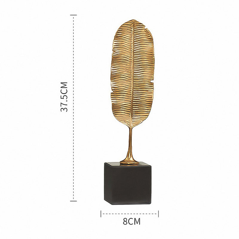ANYHOUZ 37.5cm Gold Feather Sculptures Tabletop Home Decor Modern Art Living Room Display House Decorative Crafts Metal Ornaments