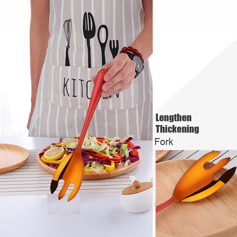 Anygleam Red Giant Spoon & Fork Set – 2-Piece Stainless Steel