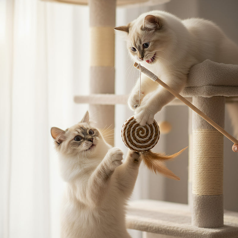 Anypet Pet Toys Catcher Stick Wood Cat Toy Interactive Accessories
