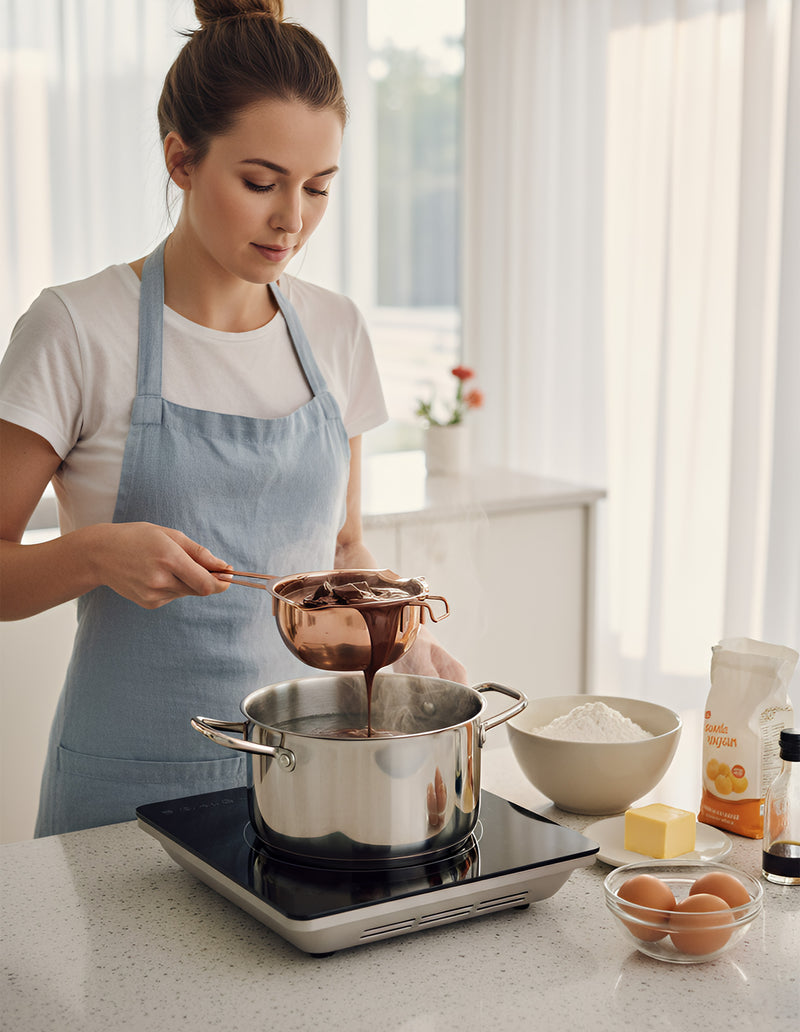 Anygleam Melting Pot 2Pcs Rose gold Chocolate Melt Cookware Kitchen Heating Container Milk Bowl Baking Tool Kitchenware