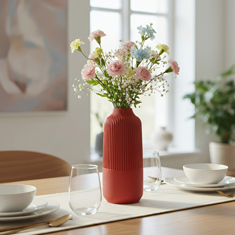 ANYDECO Flower Vase Rosy Red Large Nordic Style Pot Room Home Decor