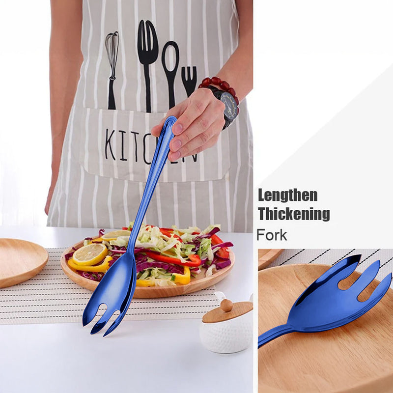 Anygleam Blue Giant Spoon & Fork Set – 2-Piece Stainless Steel