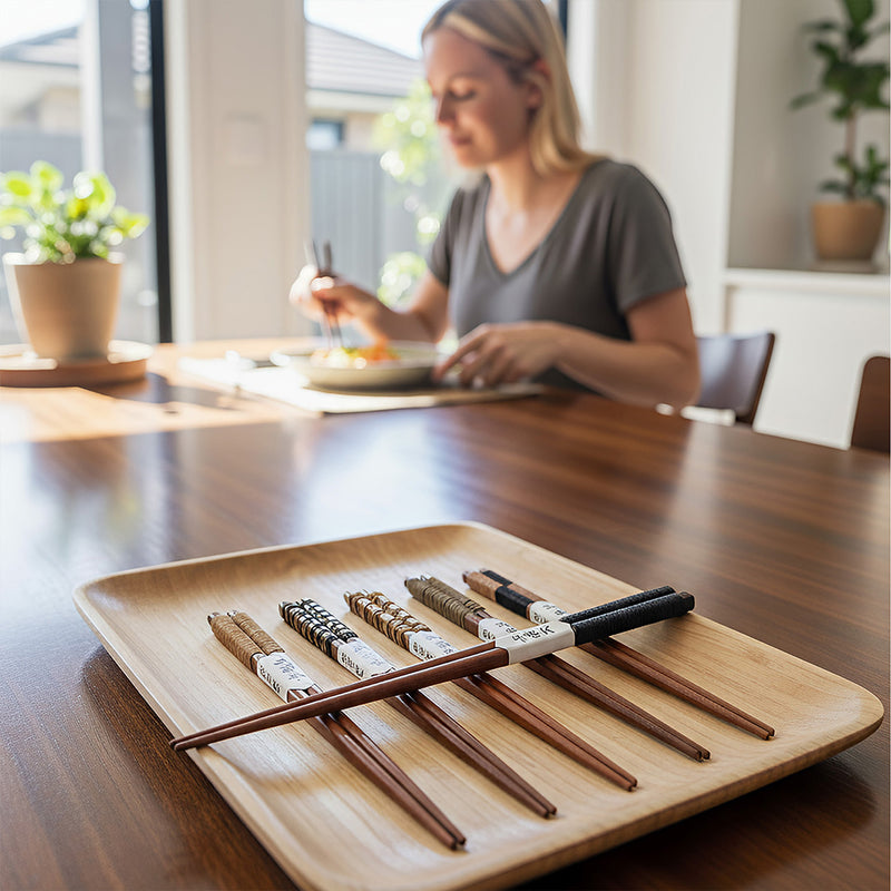 Anygleam Brown 6pairs Wooden Chopsticks Reusable Kitchen Tableware