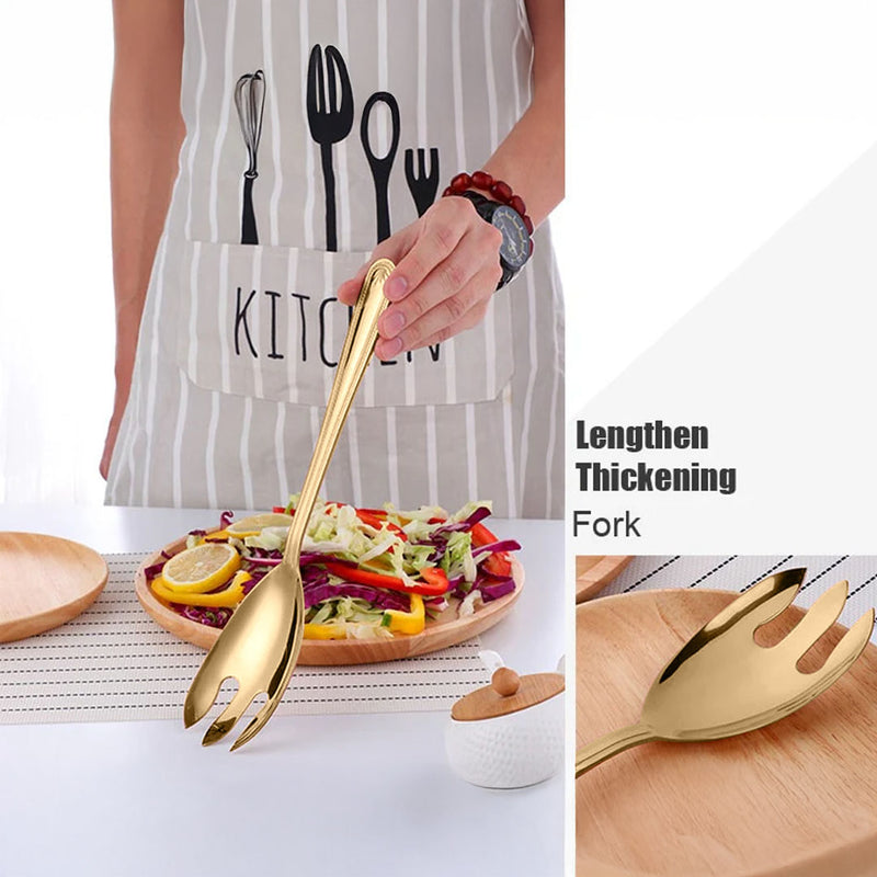 Anygleam Gold Giant Spoon & Fork Set – 2-Piece Stainless Steel