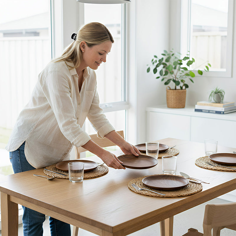 Anygleam Natural Brown  4pcs Wooden Plate Food Kitchen Tableware