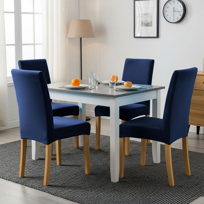 Anyseat Dark Navy Velvet Dining Chair Cover – Plush Stretchable Slipcover for Kitchen & Dining Room Chairs