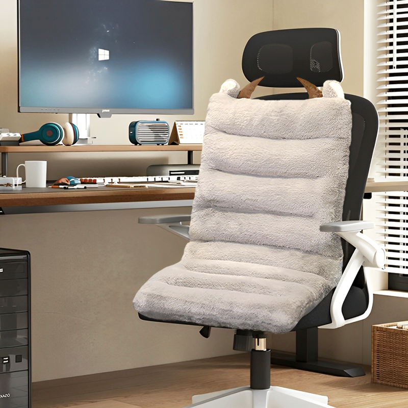 Anypillow Seat Cushion Grey One Piece Siamese Office Sedentary Butt Mat Back Waist Chair Support Home Decor With Buffalo Ears