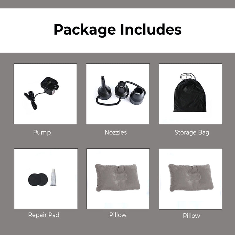 Anypack Grey Inflatable Car Boot Mattress Portable Camping Air Bed Travel Sleeping Essentials