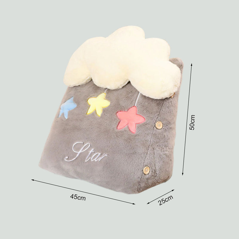 Anyseat Seat Cushion 2PC Grey Cute Cloud Soft Leaning Lumbar Wedge Pillow Bedside Plush Home Decor