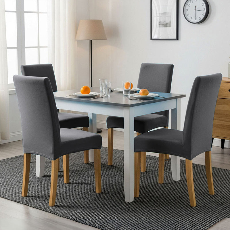 Anyseat Dark Grey Velvet Dining Chair Cover – Plush Stretchable Slipcover for Kitchen & Dining Room Chairs
