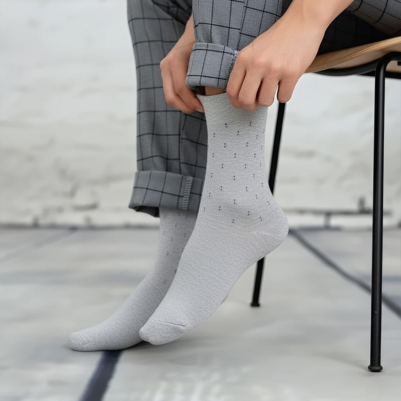 Anyfootwear Men’s Cotton Business Socks 5 Pack – Breathable Elastic Casual & Office Dress Socks Size 6–10