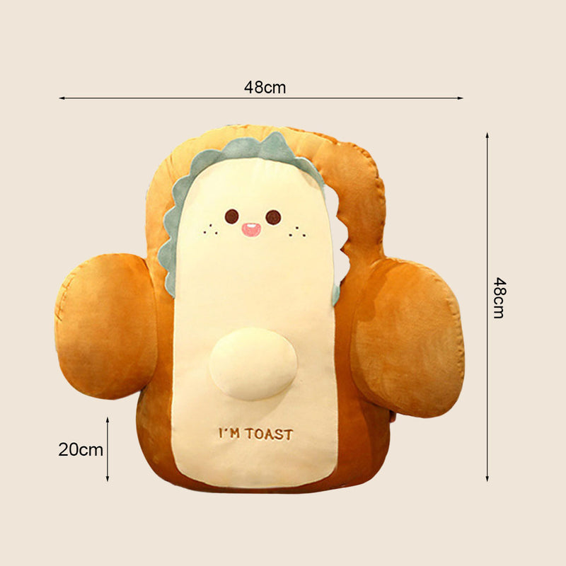 Anyseat Seat Cushion 2PC 48cm Cute Face Toast Bread Stuffed Car Plush Cartoon Back Support Pillow Home Decor