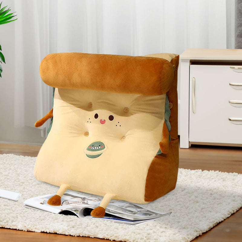 Anyseat Seat Cushion 2PC Cute Face Toast Bread Wedge Stuffed Plush Cartoon Back Support Pillow Home Decor