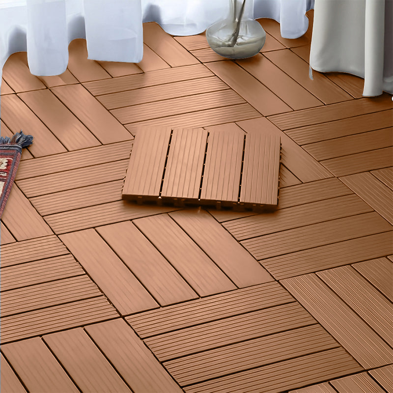 Decking Tiles Red Brown 2 Set of 11 PCS DIY Wooden Composite Garden Outdoor Backyard Flooring Home Decor