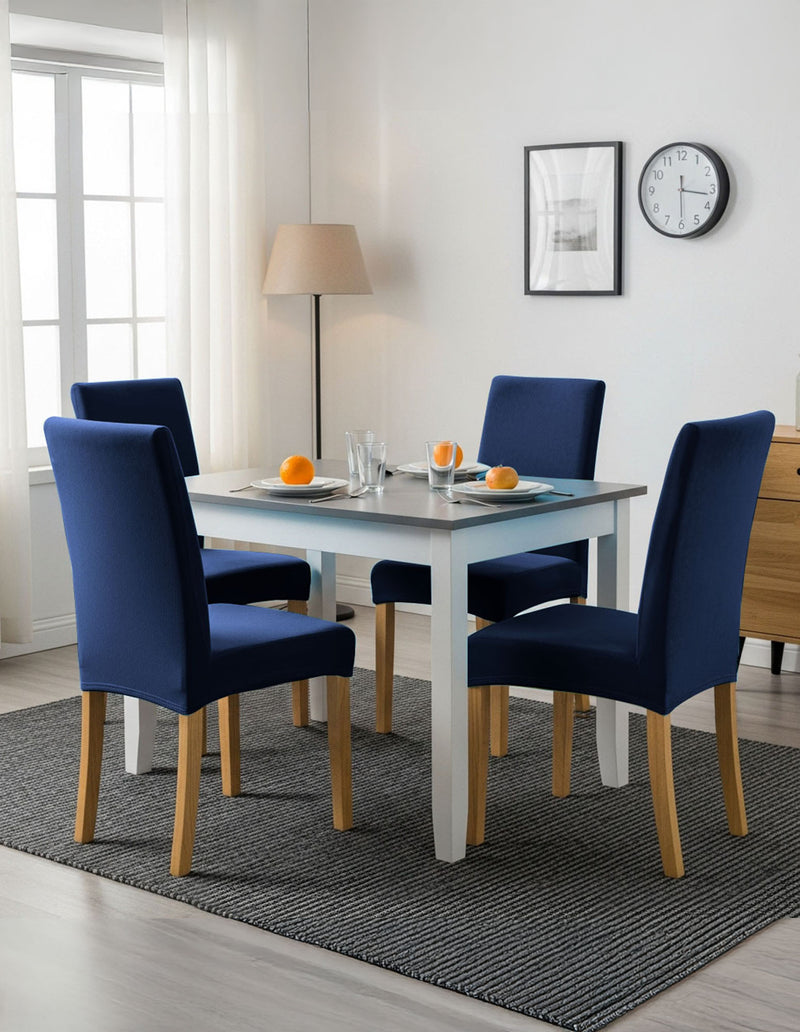 Anyseat Dark Navy Velvet Dining Chair Cover – Plush Stretchable Slipcover for Kitchen & Dining Room Chairs