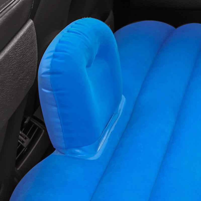 Anypack Blue Stripe Inflatable Car Mattress Portable Camping Rest Air Bed Travel Compact Sleeping Kit Essentials