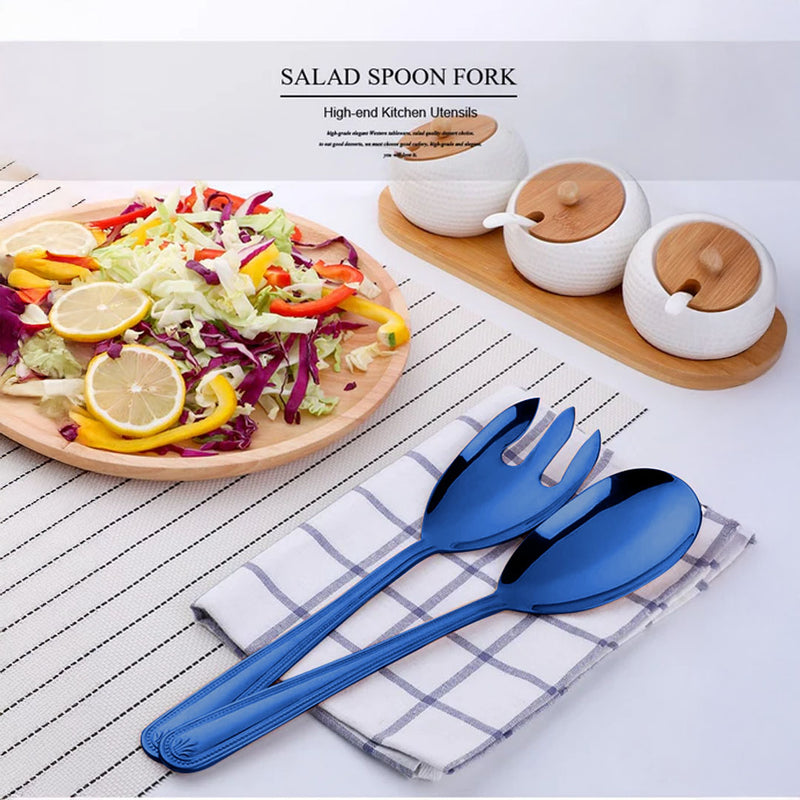 Anygleam Blue Giant Spoon & Fork Set – 2-Piece Stainless Steel