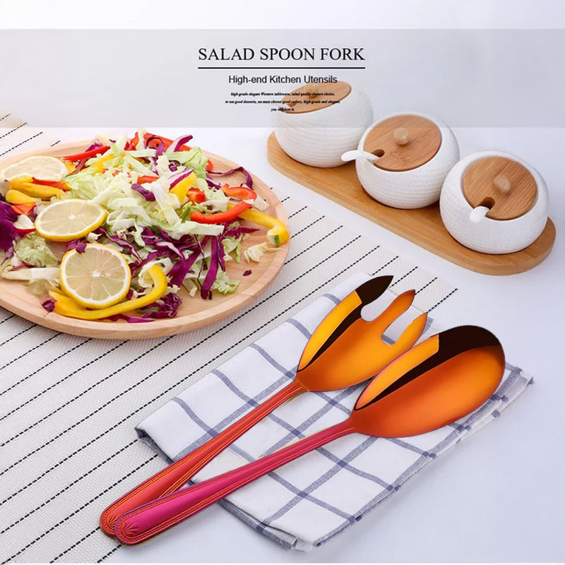 Anygleam Red Giant Spoon & Fork Set – 2-Piece Stainless Steel