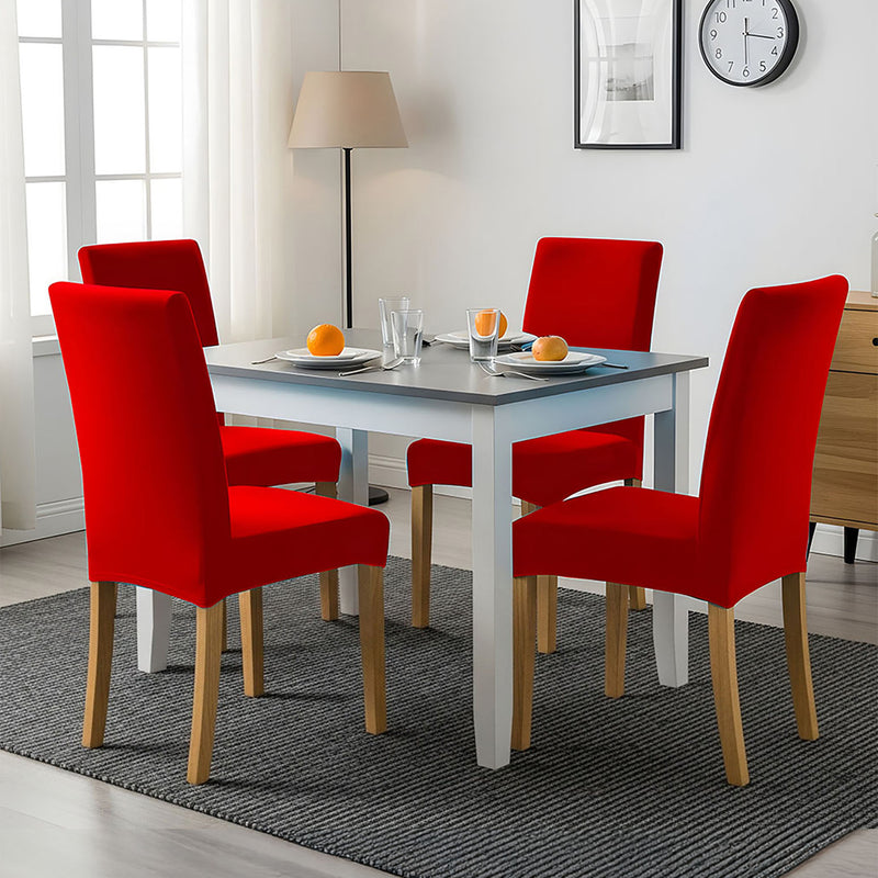 Anyseat Red Velvet Dining Chair Cover – Plush Stretchable Slipcover for Kitchen & Dining Room Chairs