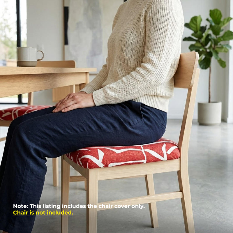 Anyseat Wine Red White Cracks Print Chair Cover – Stretch Washable Removable Seat Cover for Dining & Kitchen