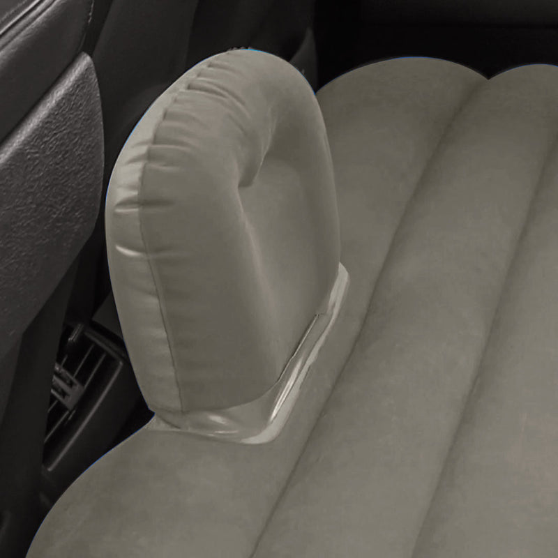 Inflatable Car Mattress Grey StripePortable Camping Rest Air Bed Travel Compact Sleeping Kit Essentials