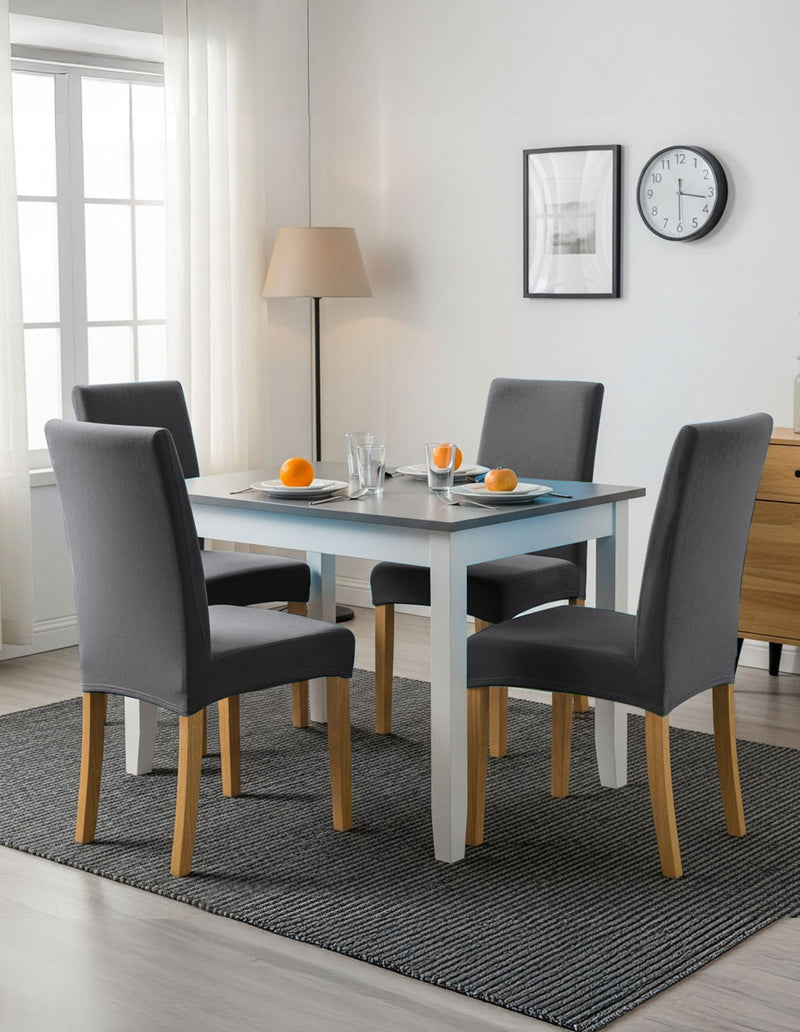 Anyseat Dark Grey Velvet Dining Chair Cover – Plush Stretchable Slipcover for Kitchen & Dining Room Chairs