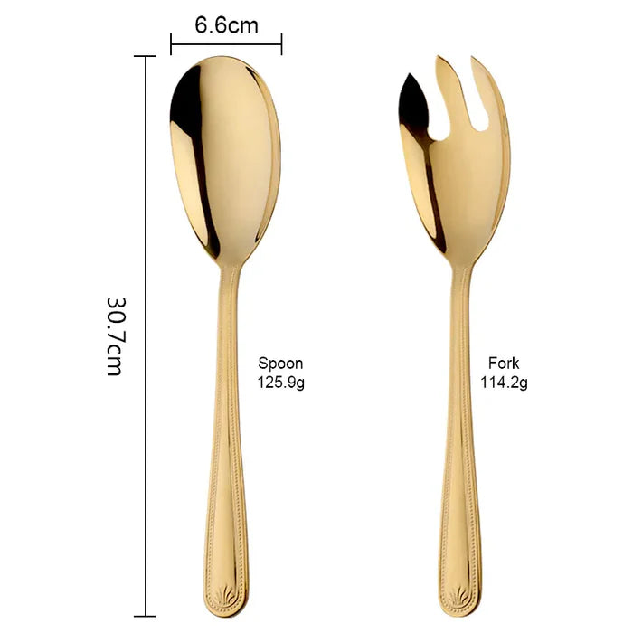 Anygleam Gold Giant Spoon & Fork Set – 2-Piece Stainless Steel