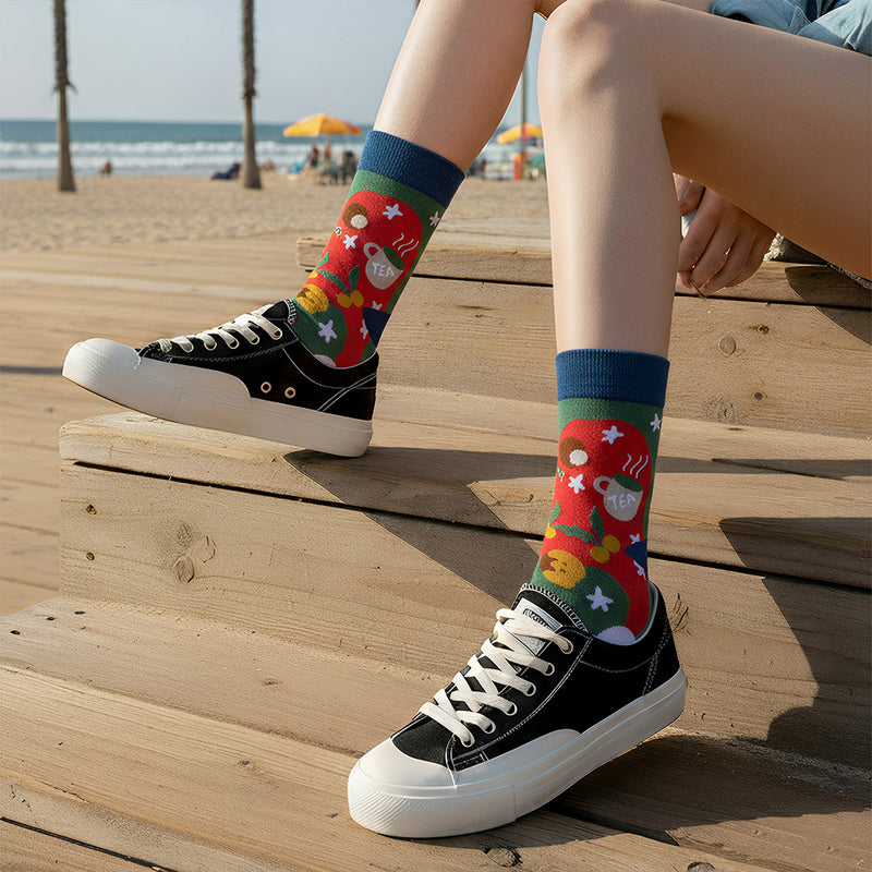 Anyfootwear 3 Pairs Women’s Art Holiday Cotton Socks Funny Gift Party