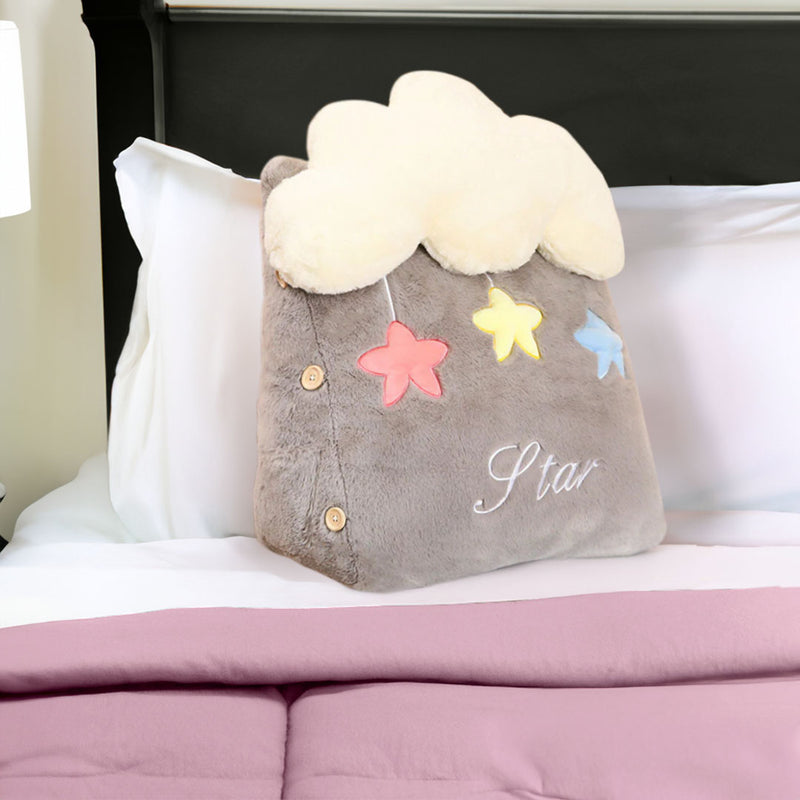 Anyseat Seat Cushion 2PC Grey Cute Cloud Soft Leaning Lumbar Wedge Pillow Bedside Plush Home Decor