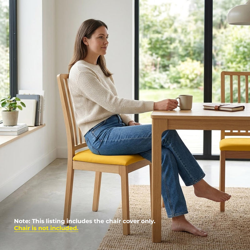 Anyseat Plain Yellow Stretch Chair Cover – Washable, Removable Dining & Kitchen Seat Protector