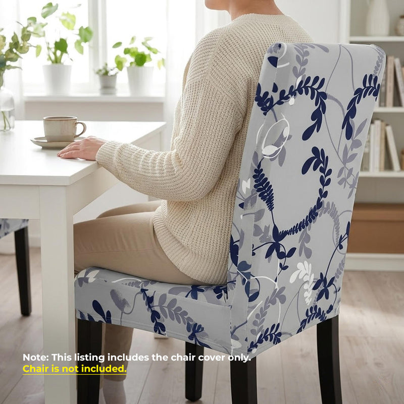 Anyseat Grey Leaf Vines Design Chair Cover – Elastic Slipcover with Anti‑Dirt Protection for Dining Room, Kitchen, Wedding, Hotel, Banquet & Restaurant