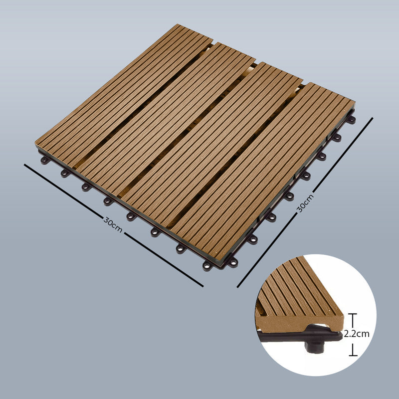 Decking Tiles Coffee 2 Set of 11 PCS DIY Wooden Composite Garden Outdoor Backyard Flooring Home Decor