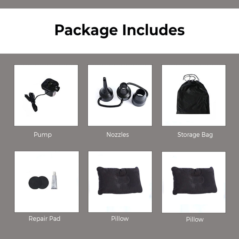 Anypack 2X Black Inflatable Car Boot Mattress Portable Camping Air Bed Travel Sleeping Essentials