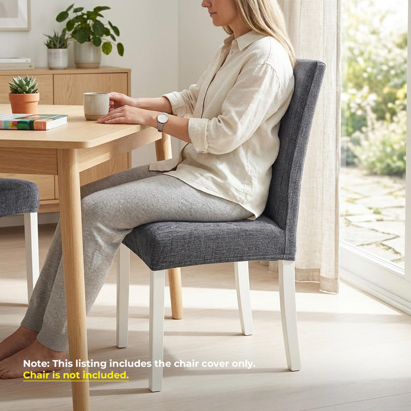 Anyseat Dark Grey Plain Design Chair Cover – Elastic Slipcover with Anti‑Dirt Protection for Dining Room, Kitchen, Wedding, Hotel, Banquet & Restaurant